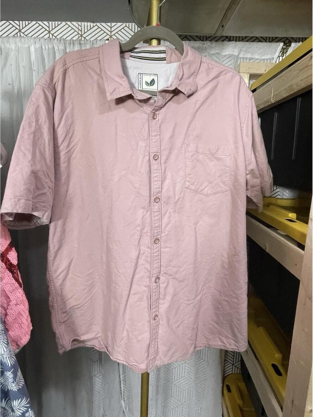 Alexander Julian Colours Organic Collection Men's XL Pink Short Sleeve Shirt